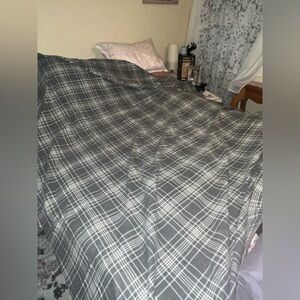 Cuddl Duds ~ Plaid Gray Flannel Sheet ~ Full ~ 100% cotton